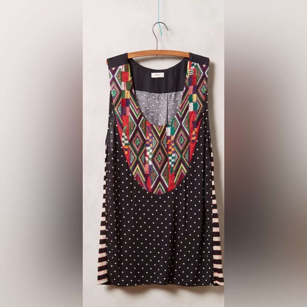 Anthropologie Cavan TINY Sleevless Embroidered Polka Dot Top Size Medium
